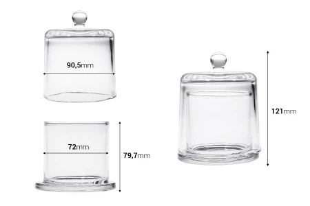 Ukrasna staklena fondanjera 220 ml 102x105,8 mm sa poklopcem-2