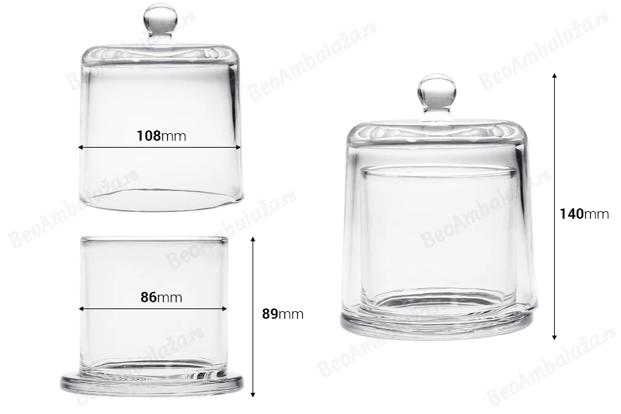 Dekorativna staklena fondanjera 300ml sa zvono poklopcem-dimenzije_slike