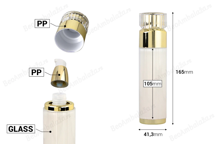 Luksuzna Airless akrilna bočica 50mL sa pumpicom za kreme i akrilnim zatvaračem-dimenzije_slike