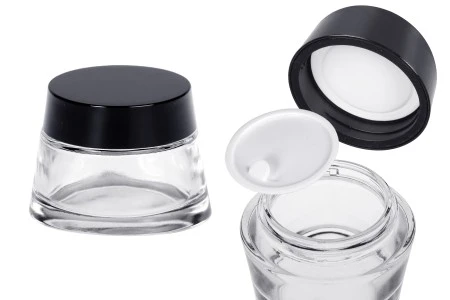 Staklena providna teglica 100 ml za kremu sa zatvaračem i plastičnim međupoklopcem-1