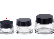 Staklena providna teglica 30 ml za kremu sa zatvaračem i plastičnim međupoklopcem-grupa_slika