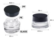 Staklena providna teglica 30 ml za kremu sa zatvaračem i plastičnim međupoklopcem-dimenzije_slike