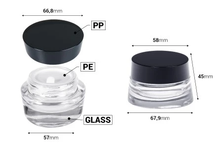 Staklena providna teglica 30 ml za kremu sa zatvaračem i plastičnim međupoklopcem-2
