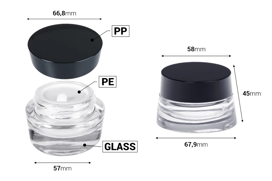 Staklena providna teglica 30 ml za kremu sa zatvaračem i plastičnim međupoklopcem-dimenzije_slike