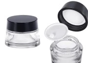 Staklena providna teglica 50 ml za kremu sa zatvaračem i plastičnim međupoklopcem Staklena providna teglica 50 ml za kremu sa zatvaračem i plastičnim međupoklopcem