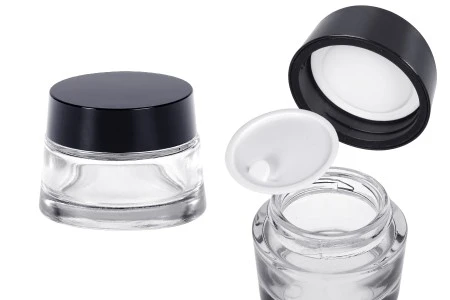 Staklena providna teglica 50 ml za kremu sa zatvaračem i plastičnim međupoklopcem-1