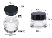 Staklena providna teglica 50 ml za kremu sa zatvaračem i plastičnim međupoklopcem Staklena providna teglica 50 ml za kremu sa zatvaračem i plastičnim međupoklopcem