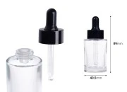 Staklena bočica 30 ml providna sa crnom pipetom za serum i regulatorom toka-dimenzije_slike