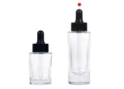 Staklena bočica 38 ml providna sa crnom pipetom za serum i regulatorom toka-grupa_slika