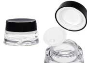 Staklena teglica 30 ml providna za kremu sa crnim zatvaračem i plastičnim međupoklopcem-slika_proizvoda