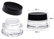 Staklena teglica 30 ml providna za kremu sa crnim zatvaračem i plastičnim međupoklopcem-dimenzije_slike