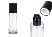 Staklena bočica 100 ml providna sa crnom pumpicom za kremu i poklopcem