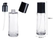 Staklena bočica 100 ml providna sa crnom pumpicom za kremu i poklopcem