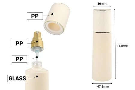 Luksuzna bež mat staklena bočica 100mL sa zlatnom pumpicom za kreme i zatvaračem-2