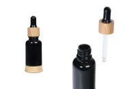 Staklena crna bočica 20mL sa pipetom, plastičnim prstenom i osnovom u dezenu drveta Staklena crna bočica 20mL sa pipetom, plastičnim prstenom i osnovom u dezenu drveta