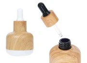 Staklena bočica 30mL sa pipetom i plastičnom oblogom u dezenu drveta-slika_proizvoda