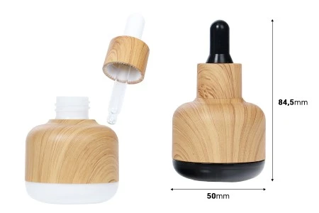 Staklena bočica 30mL sa pipetom i plastičnom oblogom u dezenu drveta-2