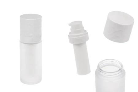 Dopunjiva Airless bočica od 30 mL sa pumpicom za kreme i staklenim peskiranim spoljnim kućištem-1