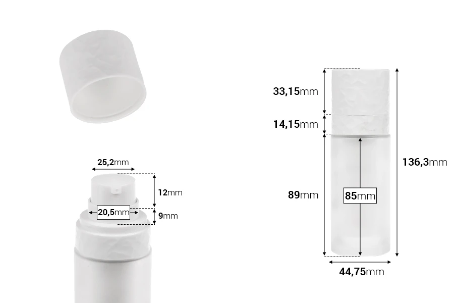 Dopunjiva Airless bočica od 30 mL sa pumpicom za kreme i staklenim peskiranim spoljnim kućištem Dopunjiva Airless bočica od 30 mL sa pumpicom za kreme i staklenim peskiranim spoljnim kućištem