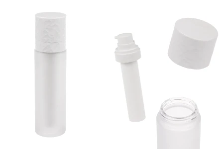 Dopunjiva Airless bočica od 50 mL sa pumpicom za kreme i staklenim peskiranim spoljnim kućištem-1