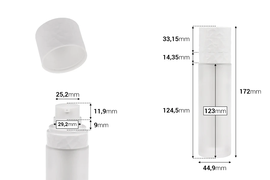Dopunjiva Airless bočica od 50 mL sa pumpicom za kreme i staklenim peskiranim spoljnim kućištem Dopunjiva Airless bočica od 50 mL sa pumpicom za kreme i staklenim peskiranim spoljnim kućištem