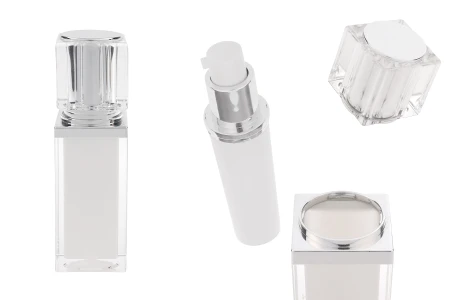 Luksuzna flašica od 30 mL (dopunjiva) sa pumpicom za kreme i spoljašnjim akrilnim kućištem-1