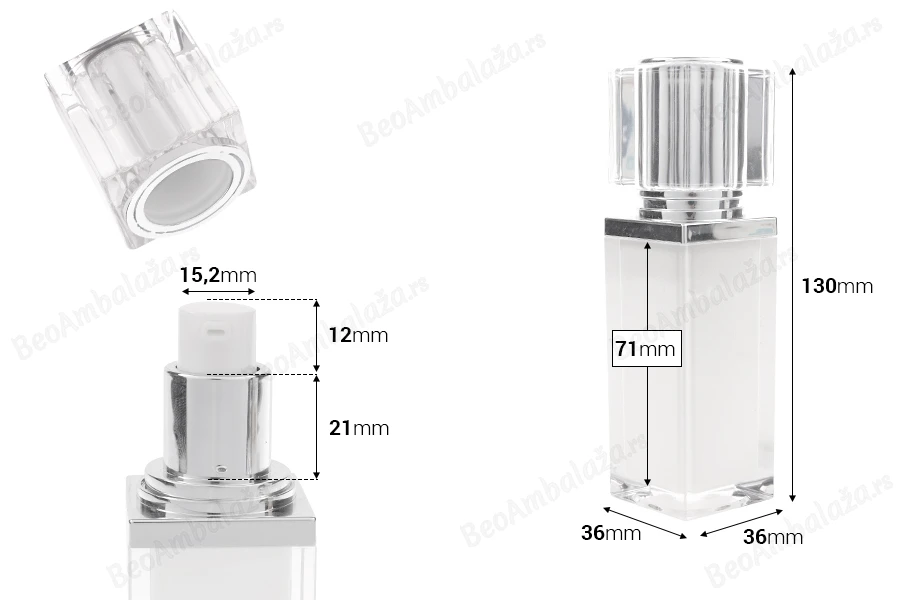 Luksuzna akrilna dopunjiva bočica od 30 mL sa pumpicom za kreme i zatvaračem-dimenzije_slike