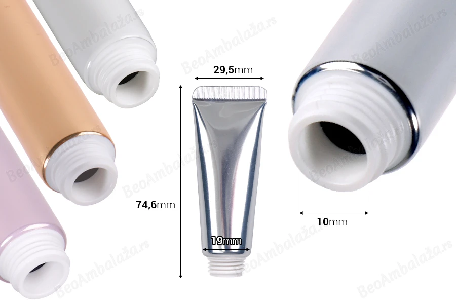 Plastična tuba 10 ml (široko grlo) u različitim bojama sa unutrašnjim aluminijumskim premazom – 12 kom-dimenzije_slike