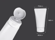 Plastična tuba 150mL bela sa unutrašnjom aluminijumskom oblogom i flip top zatvaračem - 12 kom