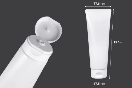 Plastična tuba 200mL bela sa unutrašnjom aluminijumskom oblogom i flip top zatvaračem - 12 kom-2