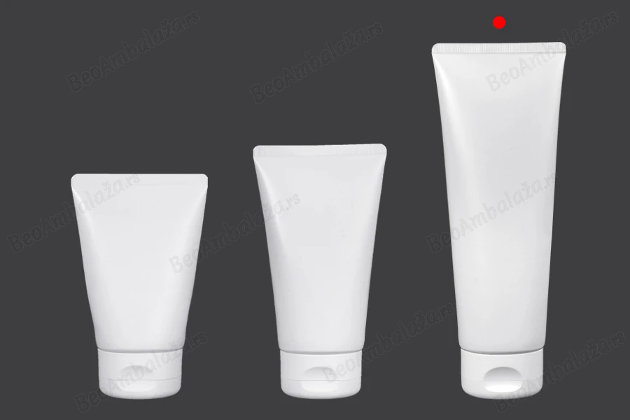 Plastična tuba 200mL bela sa unutrašnjom aluminijumskom oblogom i flip top zatvaračem - 12 kom-grupa_slika