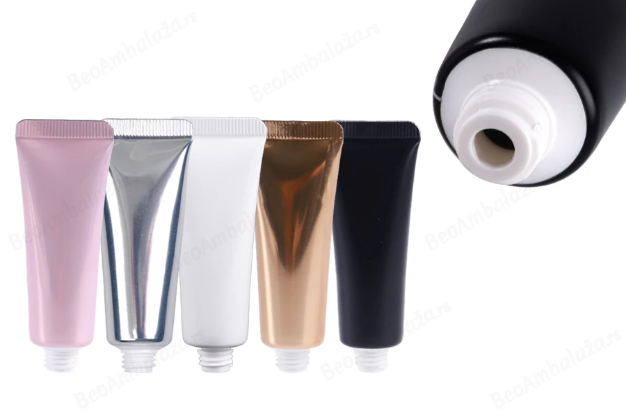 Plastična tuba 10 ml (uzano grlo) u različitim bojama sa unutrašnjim aluminijumskim premazom – 12 kom-slika_proizvoda