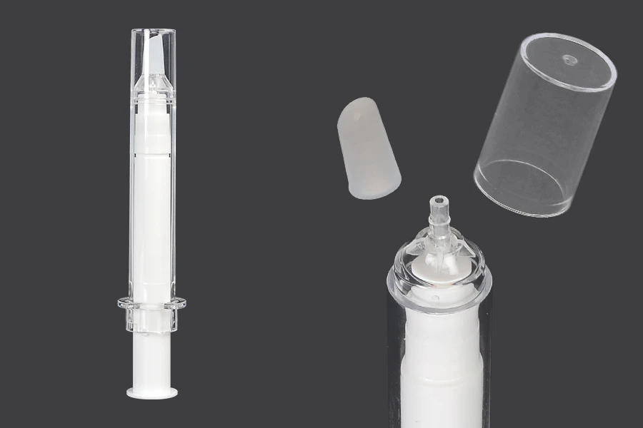 Airless tubica - akrilni špric 10mL za kozmetičku upotrebu, sa zatvaračem - 6 kom Airless tubica - akrilni špric 10mL za kozmetičku upotrebu, sa zatvaračem - 6 kom