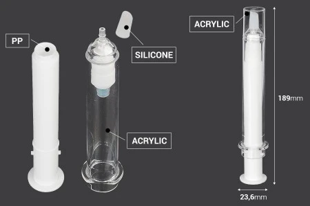 Airless tubica - akrilni špric 20mL za kozmetičku upotrebu, sa zatvaračem - 6 kom-2