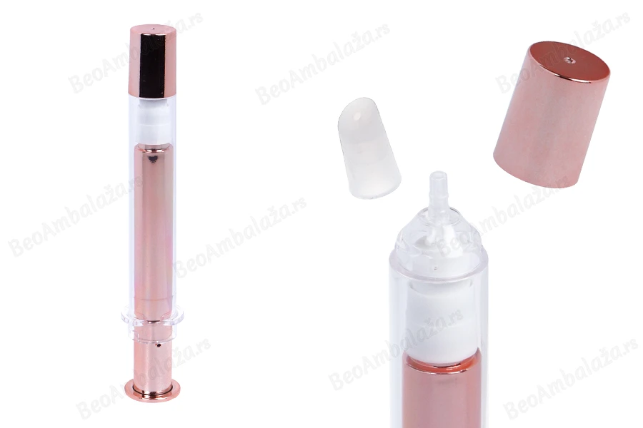 Airless tubica - akrilni špric 20mL za kozmetičku upotrebu, bronzane boje sa zatvaračem - 6 kom-slika_proizvoda