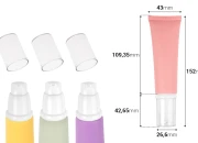 Plastična tubica od 50 mL u raznim mat bojama, sa belom pumpicom i providnim poklopcem Plastična tubica od 50 mL u raznim mat bojama, sa belom pumpicom i providnim poklopcem