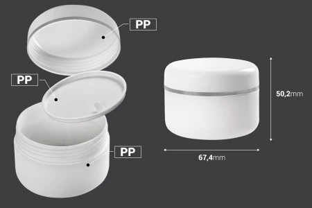 Plastična kutijica 100mL sa duplim dnom, međupoklopcem i belim zatvaračem sa srebrnom linijom - 12 kom-2