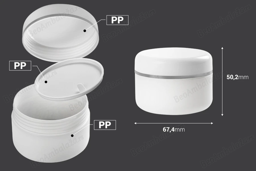 Plastična kutijica 100mL sa duplim dnom, međupoklopcem i belim zatvaračem sa srebrnom linijom - 12 kom-dimenzije_slike