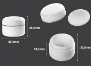 Kutijica od bele plastike sa srebrnom linijom, duplim dnom, međupoklopcem i zatvaračem 25mL - 12 kom