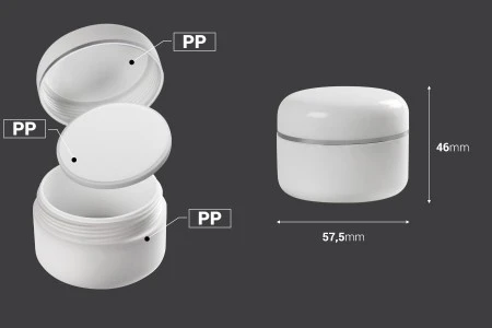 Plastična kutijica 50mL sa duplim dnom, srebrnom linijom na zatvaraču i međupoklopcem - 12 kom-2