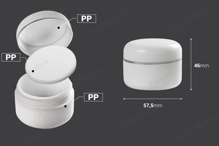 Plastična kutijica 50mL sa duplim dnom, srebrnom linijom na zatvaraču i međupoklopcem - 12 kom-dimenzije_slike