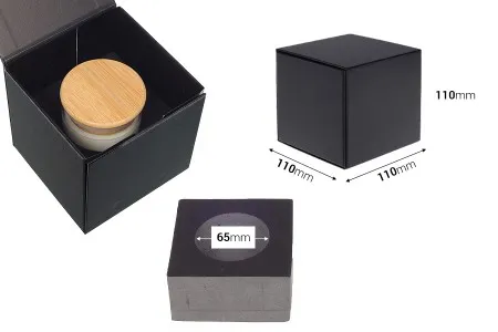 Luksuzna crna kutija 110x110x110mm sa magnetnim zatvaranjem i spoljašnjom plastičnom futrolom (za teglice 17-665)-2