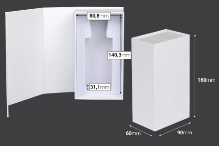 Luksuzna bela kutija 90x160x60mm sa magnetnim zatvaranjem, za bočice 100mL sa šifrom: 18-395 i 21-637.-2