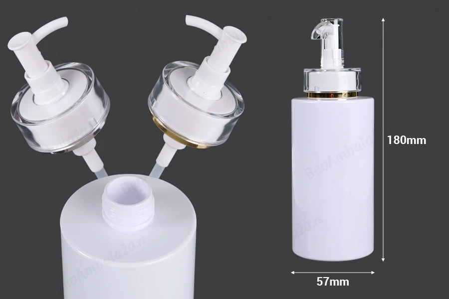 Flašica 200 ml PET sa pumpicom za kremu (PP24) i poklopcem – 6 kom-dimenzije_slike