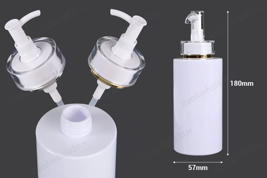 Flašica 200 ml PET sa pumpicom za kremu (PP24) i poklopcem – 6 kom-dimenzije_slike