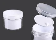Plastična kutijica sa duplim dnom 100 mL za kremu, sa zatvaračem i plastičnim međupoklopcem - 6 kom