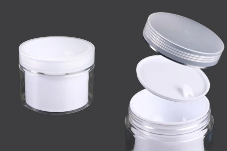 Plastična kutijica sa duplim dnom 100 mL za kremu, sa zatvaračem i plastičnim međupoklopcem - 6 kom-1