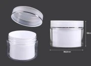 Plastična kutijica sa duplim dnom 100 mL za kremu, sa zatvaračem i plastičnim međupoklopcem - 6 kom