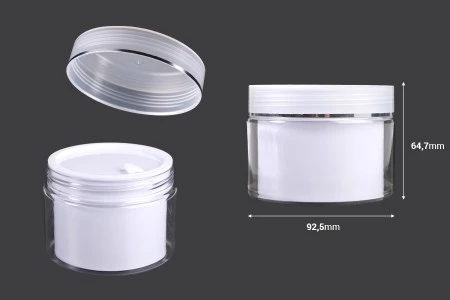 Plastična kutijica sa duplim dnom 150 mL za kremu, sa zatvaračem, plastičnim međupoklopcem i spatulom - 6 kom-2