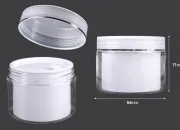 Plastična kutijica sa duplim dnom 200 mL za kremu, sa zatvaračem, plastičnim međupoklopcem i spatulom - 6 kom Plastična kutijica sa duplim dnom 200 mL za kremu, sa zatvaračem, plastičnim međupoklopcem i spatulom - 6 kom